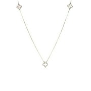 ESTELLA COLLECTIONS Estella Collection 0.77 Carat T.W Round Natural Diamond and Pearl Clover Layering Necklace in 14K Rose Gold 38" Long Station Necklace Fine Jewelry - Mothers Day Necklace Jewelry Gifts