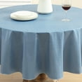 thumbnail image 5 of Home Bargains Plus Chambray Blue Café Hotel 70 inch Round Vinyl Dining Tablecloth with Flannel Backing, 5 of 9