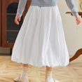thumbnail image 5 of Rggeeun Toddler Girls Skirt Solid Color A Line Front Ruched Ruffle Waist Draping High Stretchy Calf Length for Summer Holiday Elegant Skirts,White,4-5 Years, 5 of 7