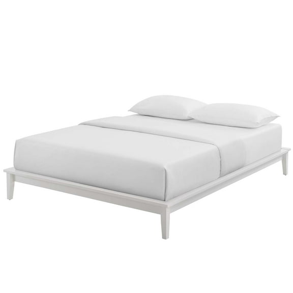 Modern Contemporary Urban Design Bedroom Full Size Platform Bed Frame, Wood, White