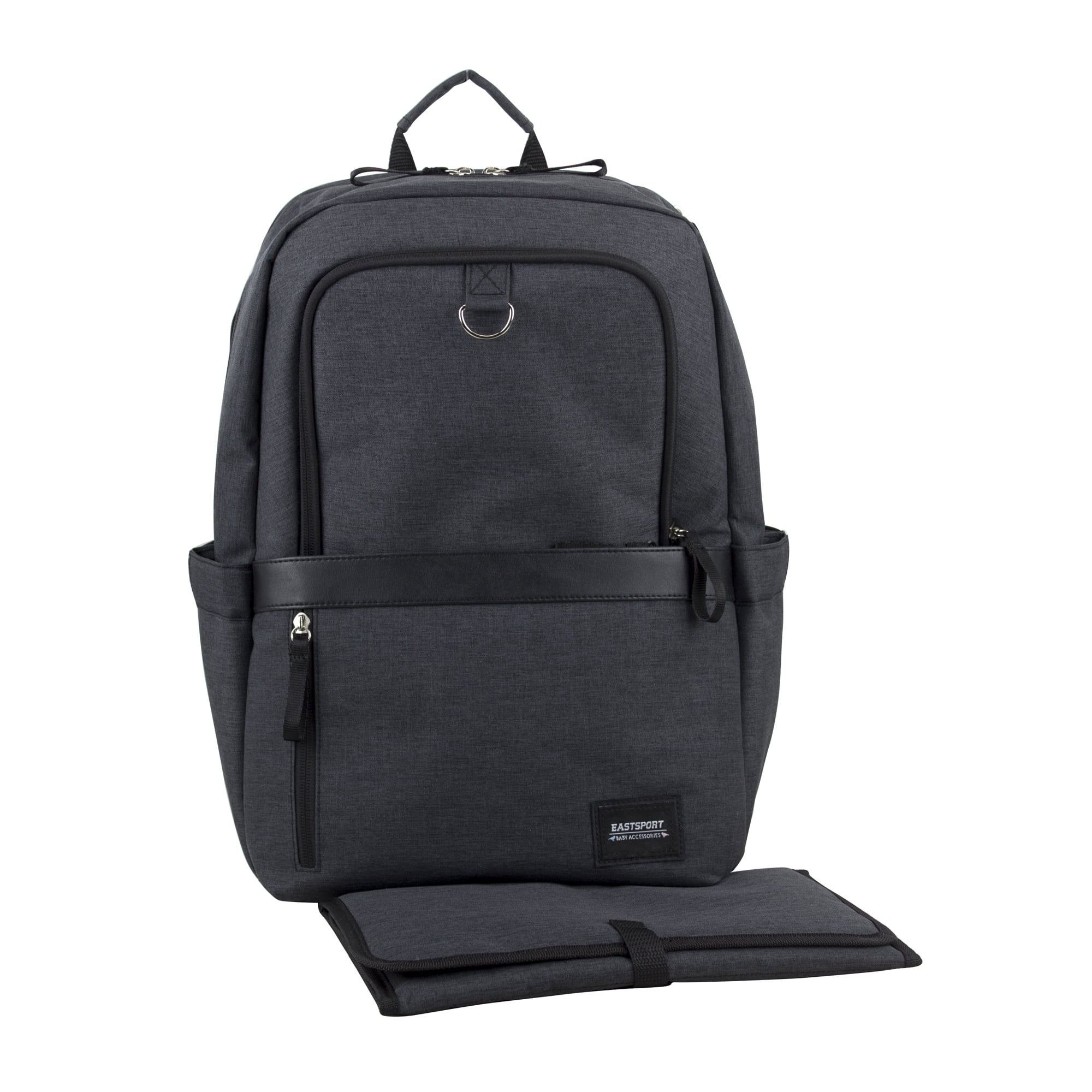 Eastsport Large Capacity Weekender Tech Backpack Diaper Bag with Changing Pad, Dark Grey