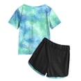 thumbnail image 3 of Wxirdiow Summer Clothes for Toddler Girls Summer 2-Piece Outfit Set - Crew Neck Short Sleeve Graphic Print Shorts Toddler Summer Clothes Light Green Size,3-4 Years, 3 of 5