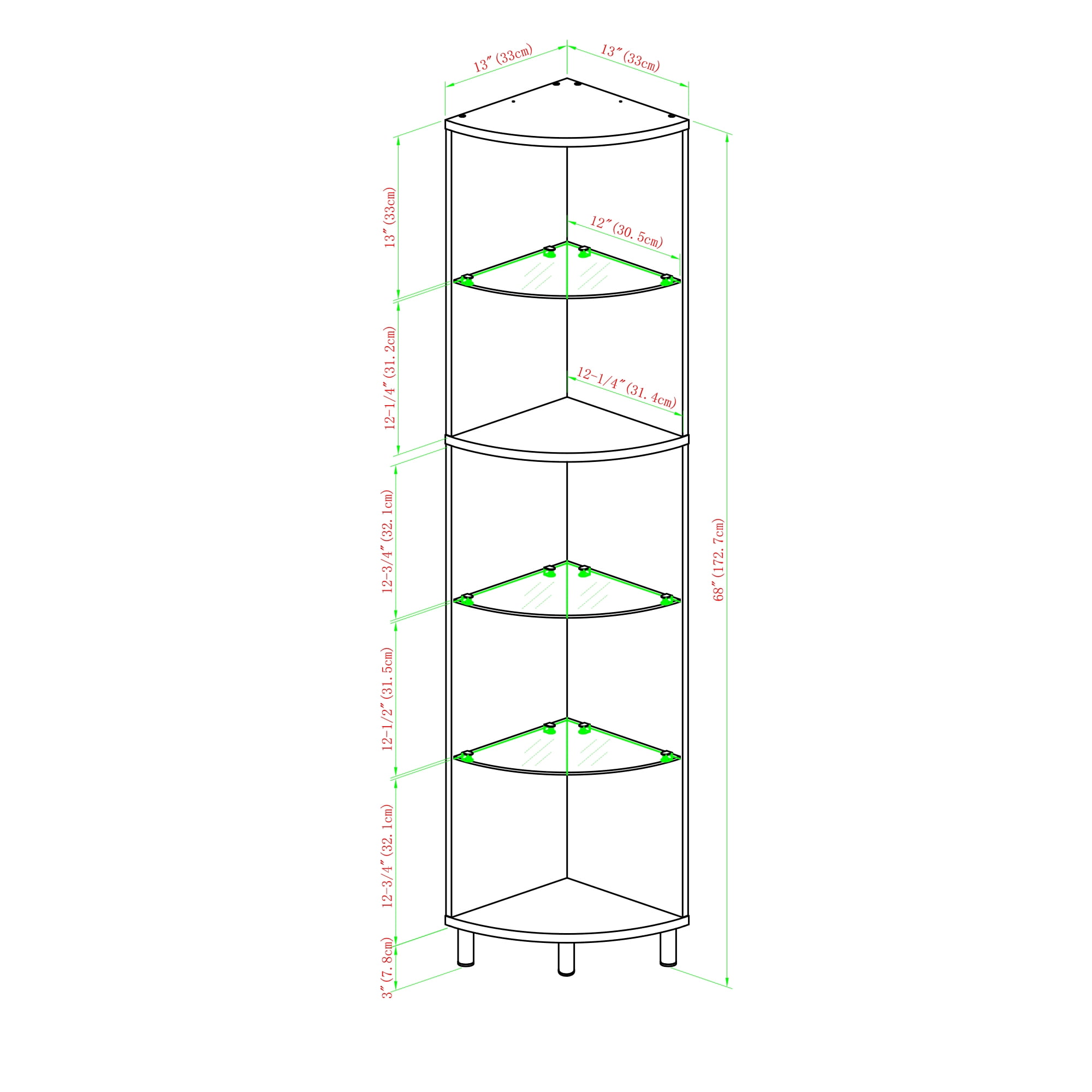 Manor Park Tatum Modern Corner Bookcase, Graphite