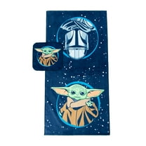 Baby Yoda Kids Cotton 2 Piece Towel and Washcloth Set, Blue, Star Wars