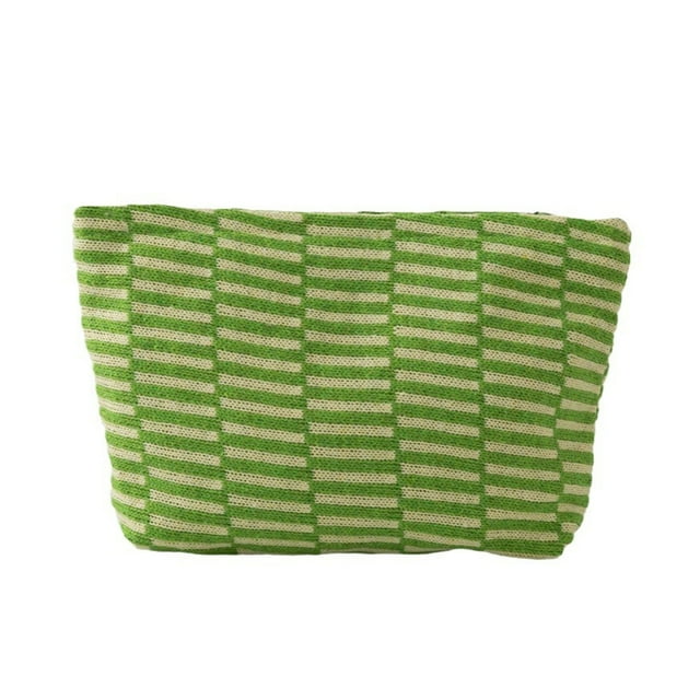 Soft Pencil Case Wool Knitting Bag Stripe Color Matching Cosmetic Bag Pattern Cosmetic Bag Portable Cosmetic Bag Built-In Pencil Case