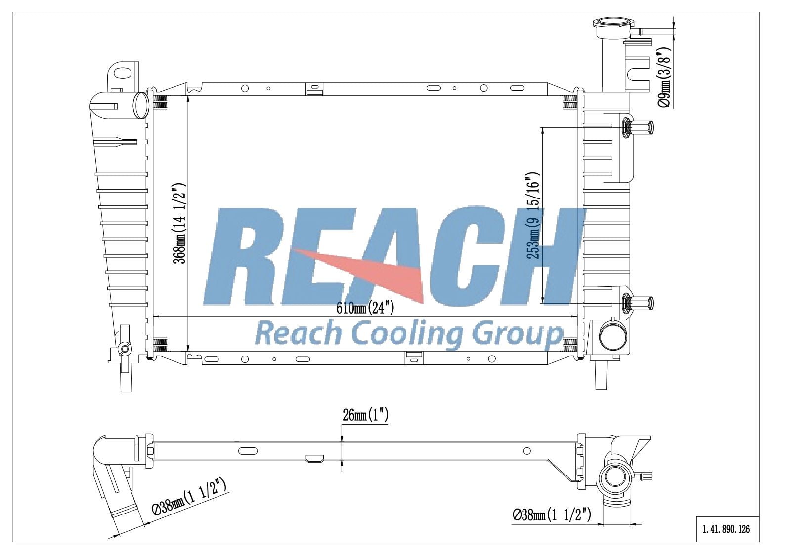 REACH Radiator 41-890 for 91-86 Ford Taurus; 93-86 Mercury Sable