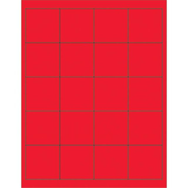 LL172RD 2 x 2 Po. Étiquettes Laser Rectangulaires Rouge Fluorescent - Lot de 2000