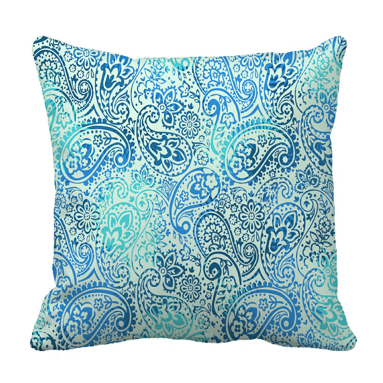 PHFZK Flower Floral Pillow Case, Paisley Blue Pillowcase Throw Pillow