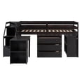 thumbnail image 4 of Twin Size Loft Bed with Retractable Desk and 3 Drawers Wooden Loft Bed Frame with Storage Stairs and Shelves for Teens Boys Girls Bedroom Dormitory, Espresso, 4 of 9