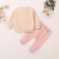 thumbnail image 4 of Gibobby Toddler Infant Baby Girl Clothes 12 24 Months 2T 3T 4T Long Sleeve Letter Romper Hooded Pants Outfits Set(12-18 Months,Beige), 4 of 7
