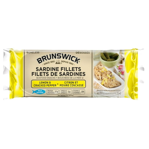 Brunswick Sardine Fillets in Lemon & Cracked Pepper, 100 g