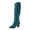 Blue, variant on Women Western Knee High Boots Block Heel Cowboy Boots Pointed Toe Pull on Cowgirl Boots