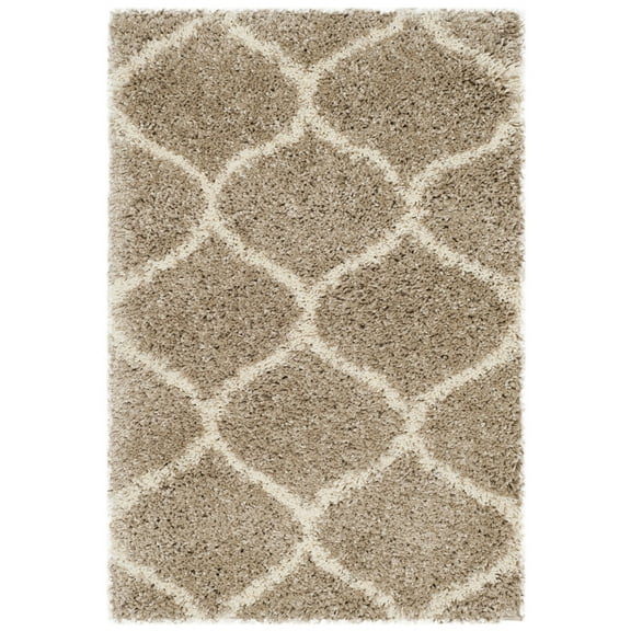 SAFAVIEH Hudson Arline Geometric Shag Area Rug, Beige/Ivory, 2' x 3'