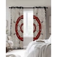 thumbnail image 3 of Red Vintage Rudder Blackout Curtains for Bedroom Living Room, Nautical Navigation Wood Texture 84 In Long Thermal Insulated Room Darkening Drapes Grommet Window Treatments, 42 x 84 In, 3 of 9