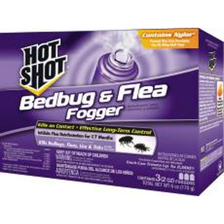 HOT SHOT INSECT FOGGER FOR BEDBUGS AND FLEAS, THREE 2 OZ. CANS PER PACK