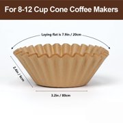 Qianglong Basket Coffee Filters 8-12 Cup, 200 Count Flat Bottom Paper Filters unbleached coffee filters for Drip Coffee Makers, Compatib