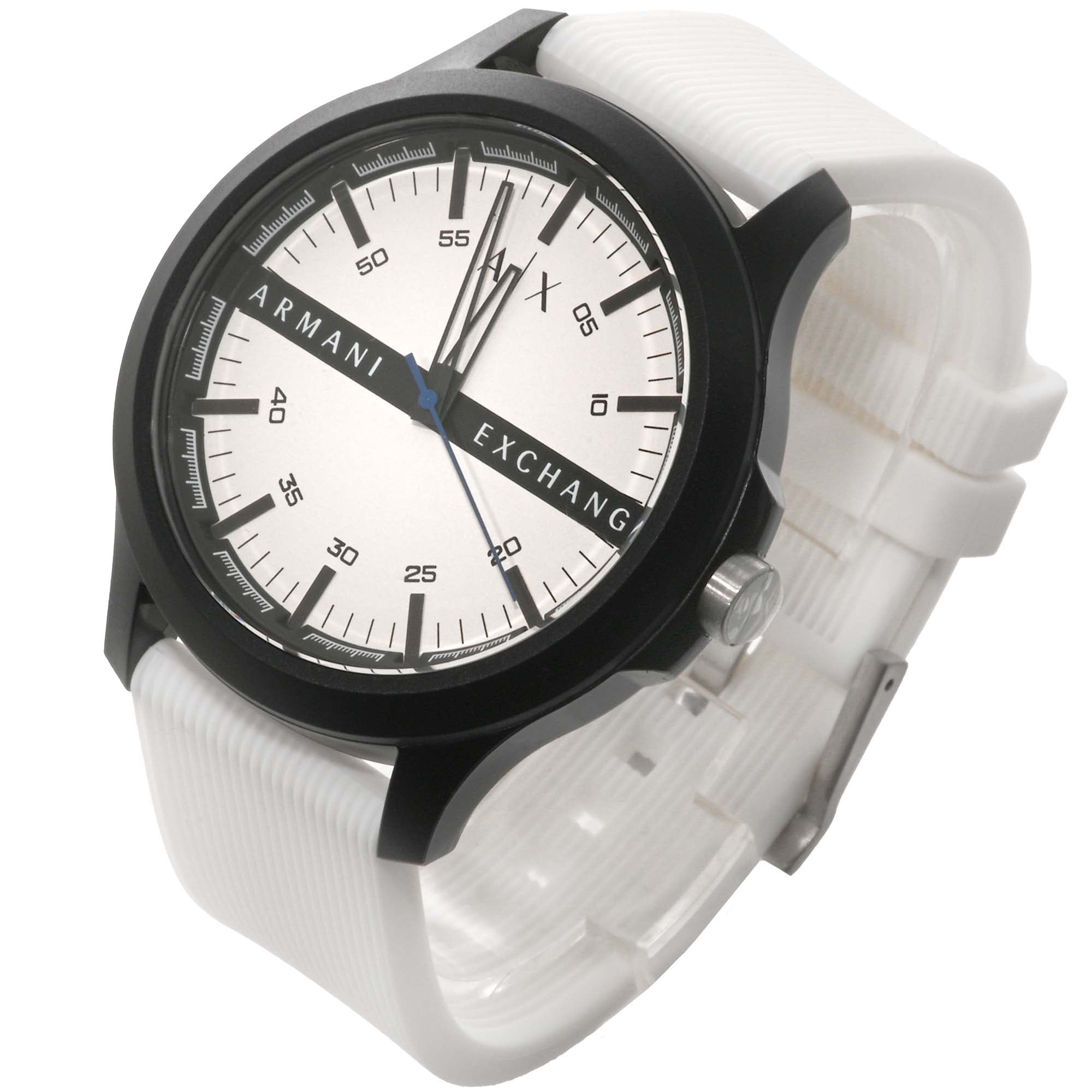 Men\'s Armani - White AX2431 Exchange Three-Hand Watch Silicone