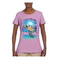thumbnail image 2 of Swimming Sea Turtle Animal Lover Womens Graphic T-Shirt, Light Pink, Medium, 2 of 3