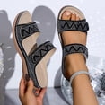 thumbnail image 5 of Pandaie Womens Sandals Rhinestone Orthopedic Summer Wedge Slides with Arch Support Ladies Sparkly Bohemian Casual Walking Shoes with Hook and Loop Black Size 8, 5 of 9