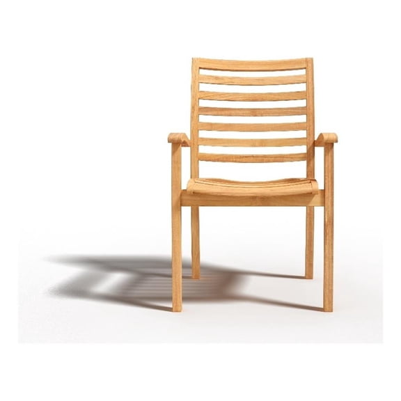 Pemberly Row Stacking Teak Outdoor Dining Armchair Natural (Set of 4)
