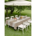 thumbnail image 5 of 60x102 Inch Outdoor Tablecloth with Umbrella Hole Zipper Rectangle Brown Ombre Wooden Rectangular Tablecloths Outside Waterproof Farmhouse Retro Khaki Wood Patio Table Cloth Cover for Picnic Party, 5 of 8