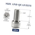 thumbnail image 2 of Fuliko 5/16-18 1" Cap Screws Bolts, 10Pcs 304 Steel 18-8, Hex Drive, Full Thread, Bright (Includes Hex Spanner), 2 of 7