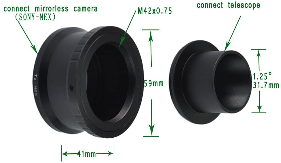 Gosky T-Ring and M42 to 1.25 Telescope Adapter Fits NEX-3 NEX-5 NEX-6 NEX-7 etc for Sony NEX Cameras T-Mount