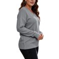 thumbnail image 6 of Womens Knit Plus Size Sweaters V-Neck Casual Loose Fit Warm Long Sleeve Fall Winter Pullover Sweaters Gray 2XL, 6 of 7