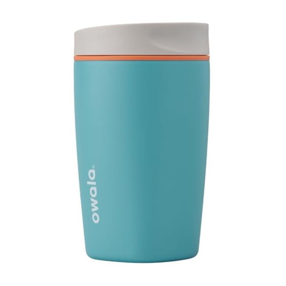 Vaso de café Owala SmoothSip Slider, aislante, 360 ml, gris y azul