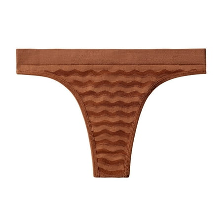 BYOIMUD Women s Thong Panty Breathable Cotton Stretch Underwear Low Rise Cheeky Underwear Cute Clothes Gift for Women 2023 Fashion Brown S