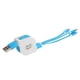 thumbnail image 3 of Cable USB retráctil 3 en 1, adaptador de carga múltiple para iOS, tipo C y micropuerto, azul, 3 of 14