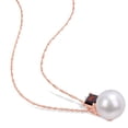 thumbnail image 3 of Everly Women's Cultured Freshwater Pearl and 3/4ct TGW Garnet 10k Rose Gold Stud Pendant with Chain, 3 of 8