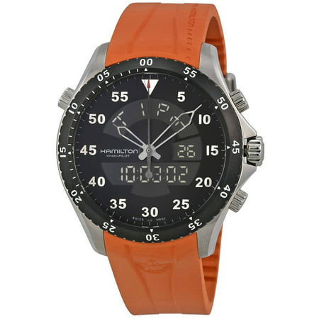 Hamilton Khaki Flight Timer Dual Display Chronograph Rubber Men's Watch, H64554431