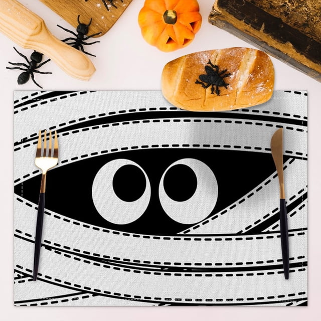 Manteles Individuales de Halloween, Mesa de Comedor, Mesa de Centro, Decoraciones para Fiestas, Manteles Individuales, Tapetes Aislantes Del Calor, Manteles de Lino con Impresión Digital