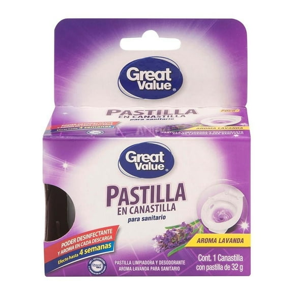 Pastilla limpiadora para inodoros Great Value lavanda 32 g
