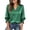 #02 Green, variant on Women's Blouson Sleeve V-Neck Blouse, Ruched Cuff Button Top, Solid Casual Shirt for Work Vacation, Yellow 2XL