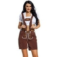 thumbnail image 2 of Hpapadks Women's Pants Oktoberfest Bavarian Style Denim Overalls Lederhosen Shorts Slacks for Women Brown M, 2 of 7