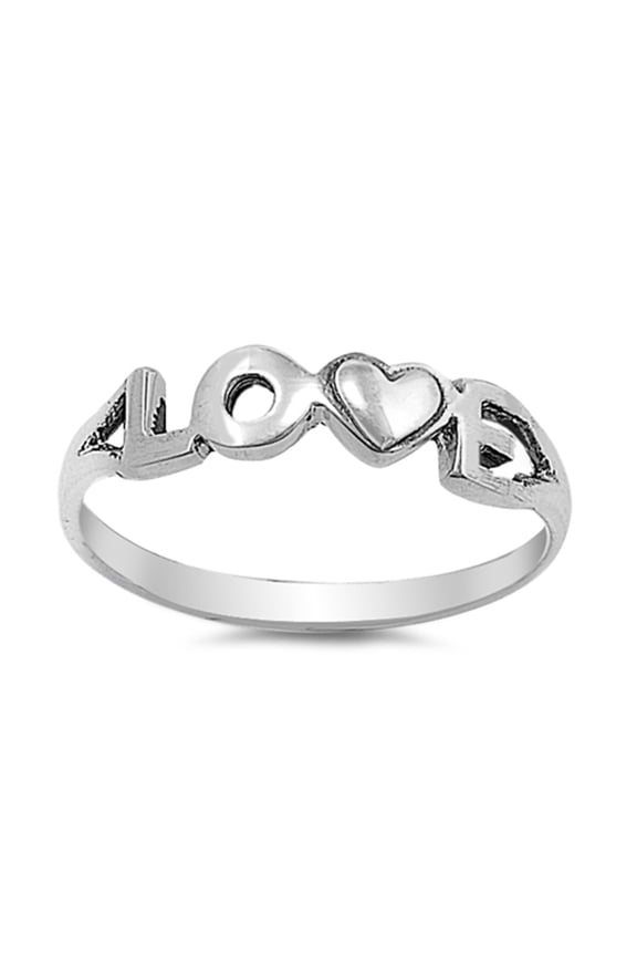 Love Script Heart Purity Promise Ring .925 Sterling Silver Band Jewelry Female Male Unisex Size 7