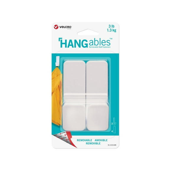 Velcro Brand HANGables Removable Medium Hook 3lbs. white. 2 ct., VELCRO® Hangables® work on most smooth surfaces.