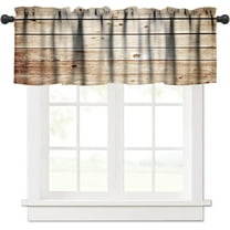 Wood Background Valance Curtain Wall Texture Retro Abstrac Nature Old Window Rod Pocket Valance Window Treatments 1 Panel Short Curtains for Kitchen Farmhouse Living Room 54 x 18 in