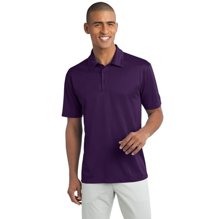 Maroon Striped Performance Polo - Port Authority Silk Touch Performance Polo