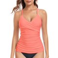 thumbnail image 1 of SHIBA-Women's V Neckline Ruched Tankini Top Swimsuits, 1 of 4