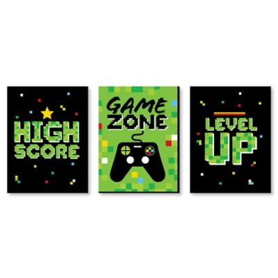 Game Zone - Nursery Wall Art and Pixel Video Game Kids Room Décor - 7.5