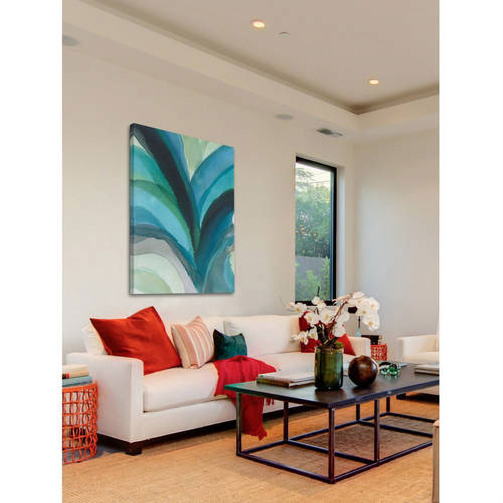 Marmont Hill "Blue Leaf Splash" Painting Print on Wrapped Canvas