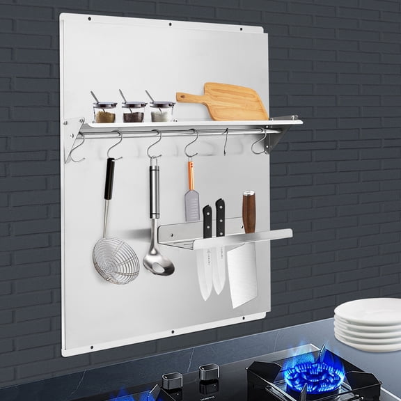 SENDERPICK Range Backsplash Commercial Kitchen Stove Backsplash W/ Storage Shelf Wall Mount