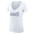 thumbnail image 2 of Women's G-III 4Her by Carl Banks  White Atlanta Braves Dot Print V-Neck Fitted T-Shirt, 2 of 3