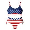 thumbnail image 4 of XAOFW Girl's Swimsuit Sets Sleeveless Crewneck Graphic Print Tops And Bottom Tankini Swimsuits Kids 2 Piece Kids 250Th Anniversary Swimwear Beach Sports Versatile Soft Children Swim Wear, 4 of 6