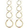 thumbnail image 1 of Pendientes WETEL de 4 pares chapados en oro, acero inoxidable, 10-20 mm, 1 of 6