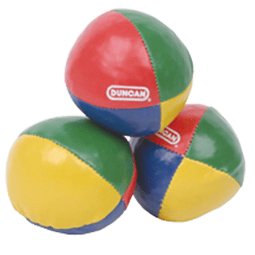 Duncan Juggling Balls - [Pack of 3] Multicolor, Vinyl Shells, Circus Balls with 4 Panel Design, Plastic Beans