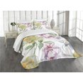 thumbnail image 3 of Ambesonne Floral Quilted Bedspread Set 3 Pcs, Rose Petals Sakura Lily, Queen Size, Fern Green Pale Pink, 3 of 5